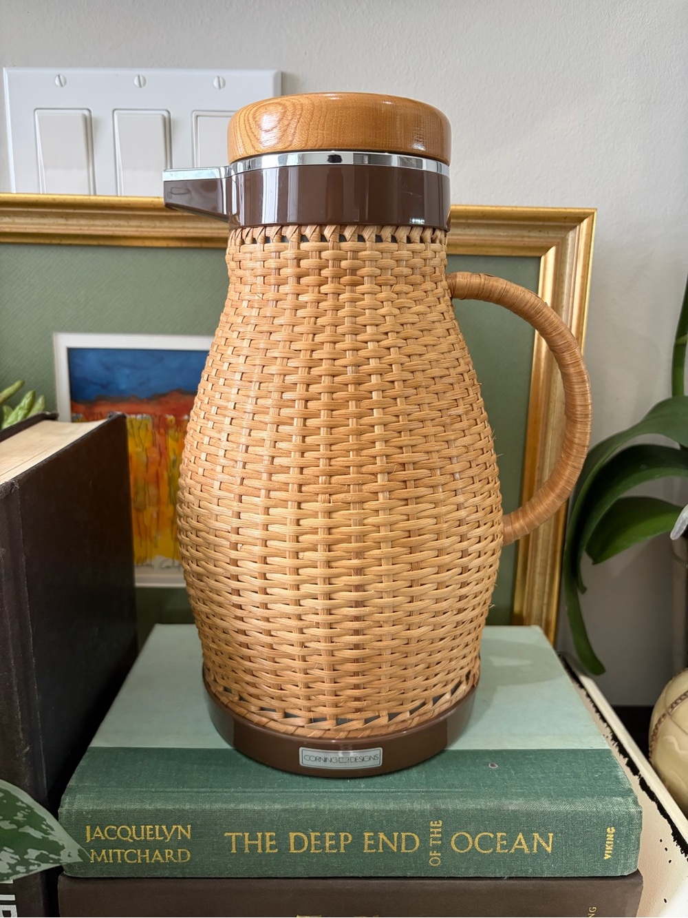 New never used Woven Rattan Insulated Carafe - Tan